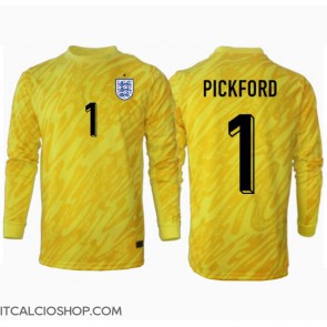 Inghilterra Jordan Pickford #1 Portiere Seconda Maglia Europei 2024 Manica Lunga